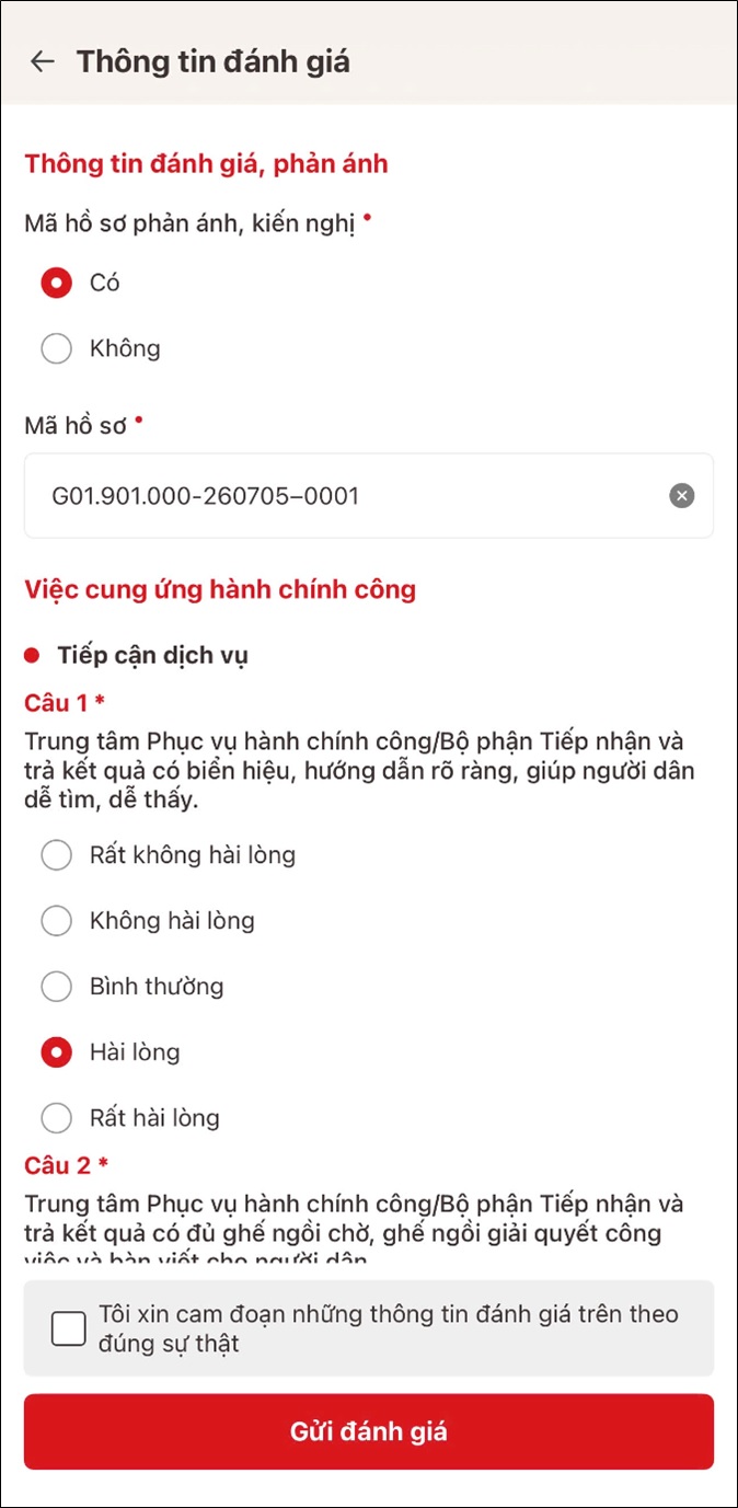 Hướng dẫn sử dụng chức năng "Đánh giá việc cung ứng dịch vụ hành chính công" trên ứng dụng VNeID - Ảnh 5.