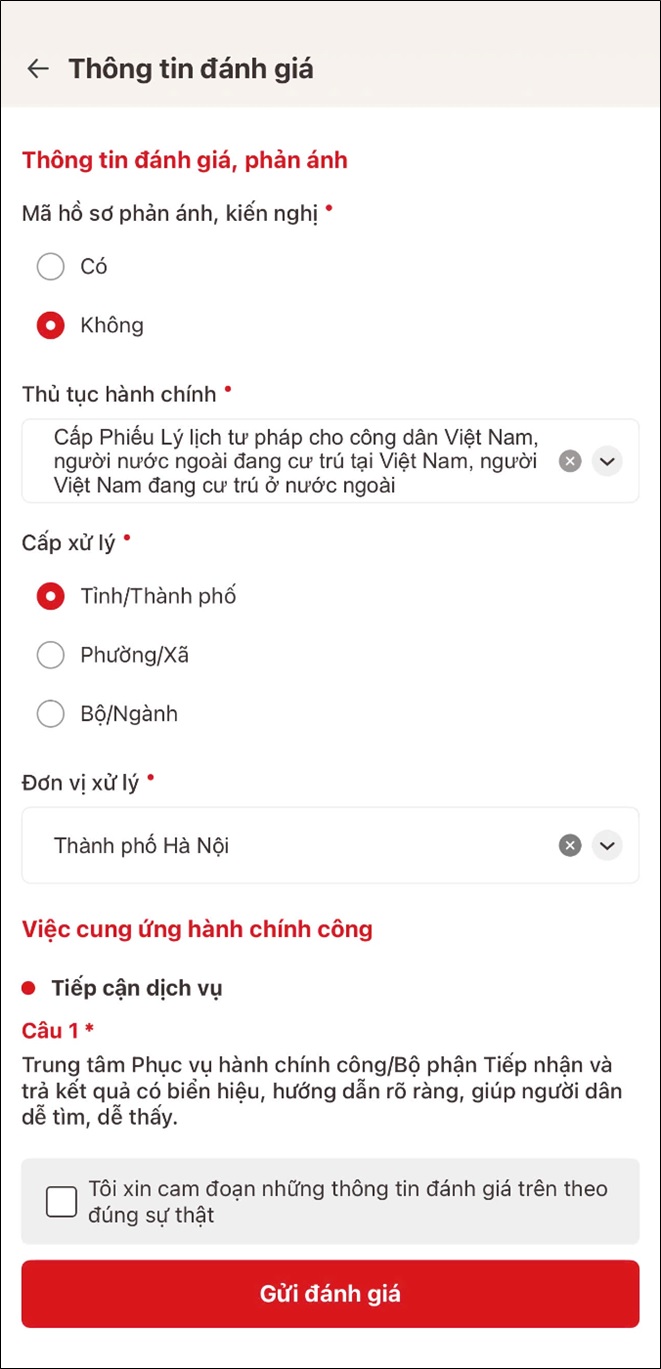 Hướng dẫn sử dụng chức năng "Đánh giá việc cung ứng dịch vụ hành chính công" trên ứng dụng VNeID - Ảnh 6.