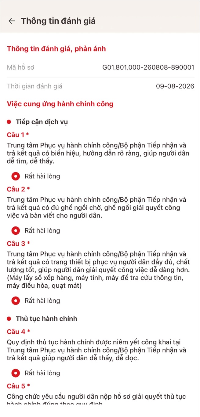 Hướng dẫn sử dụng chức năng "Đánh giá việc cung ứng dịch vụ hành chính công" trên ứng dụng VNeID - Ảnh 10.